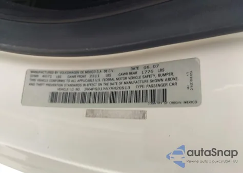 2007 Volkswagen New Beetle 2.5 from USA, damaged, VIN 3VWPG31Y67M420513